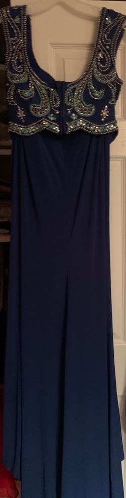 Sherri Hill Blue Size 6 Black Tie Straight Dress on Queenly
