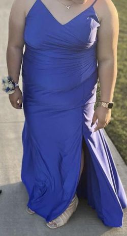 Jovani Royal Blue Size 20 Side slit Dress on Queenly
