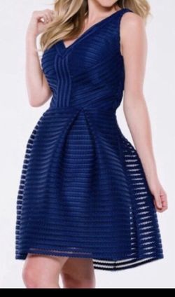Jovani Blue Size 2 Euphoria Silk Sheer Cocktail Dress on Queenly