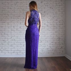 Alyce Designs Purple Size 8 Black Tie Floor Length Straight Dress on Queenly