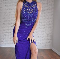 Alyce Designs Purple Size 8 Black Tie Floor Length Straight Dress on Queenly