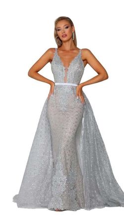 Portia and Scarlett Silver Size 4 Sequin Pattern Overskirt Straight Dress on Queenly
