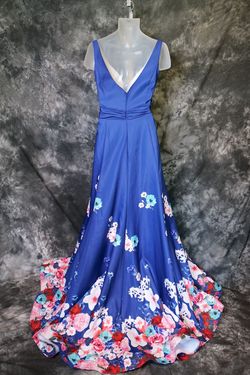 Style 66005f Mac Duggal Blue Size 20 Floor Length Black Tie Military Mermaid Dress on Queenly