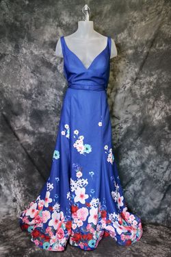 Style 66005f Mac Duggal Blue Size 20 Floor Length Black Tie Military Mermaid Dress on Queenly