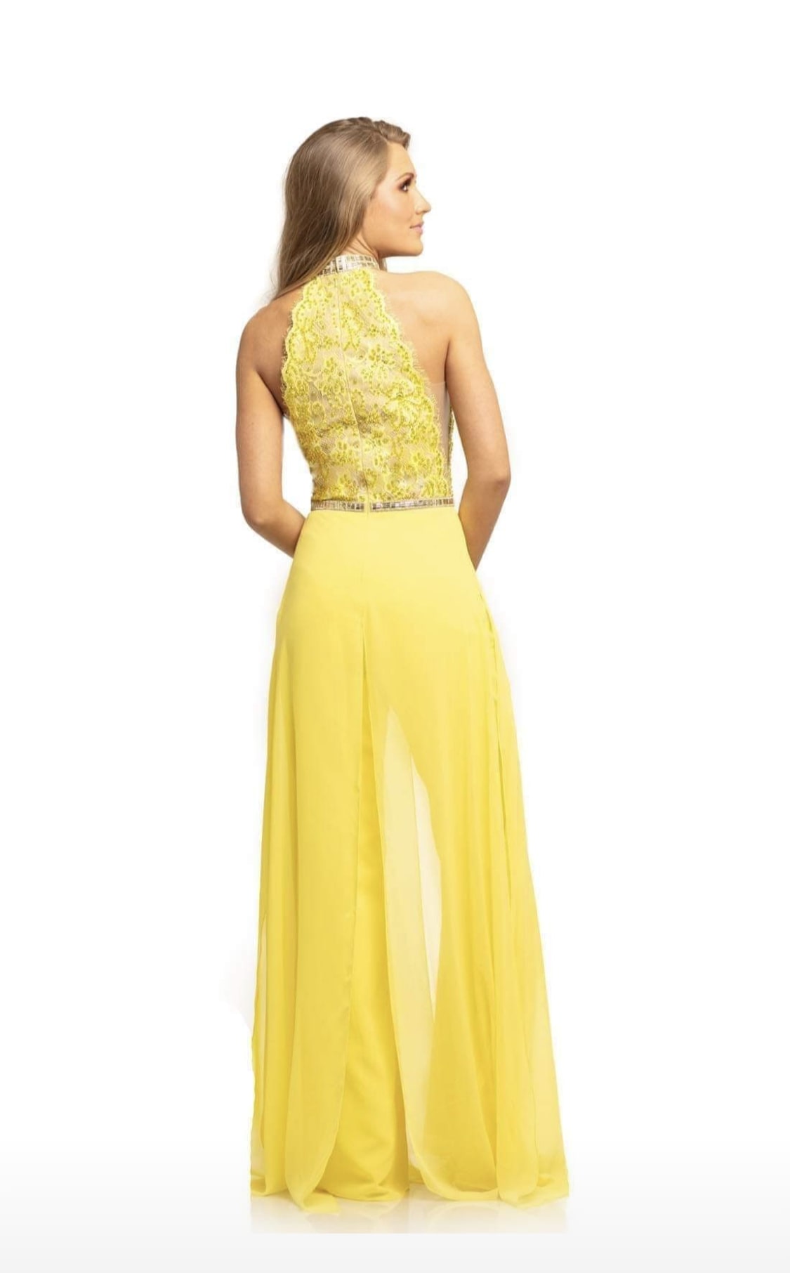 Johnathan Kayne Yellow Size 12 Tulle Floor Length Black Tie Jumpsuit Dress on Queenly