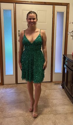 Ashley Lauren Green Size 6 Pageant Midi Cocktail Dress on Queenly
