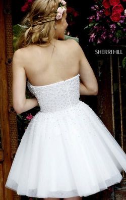 Sherri Hill White Size 8 Free Shipping Tulle Sequin A-line Dress on Queenly