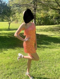 Rachel Allan Orange Size 8 Homecoming Floor Length Side slit Dress on Queenly