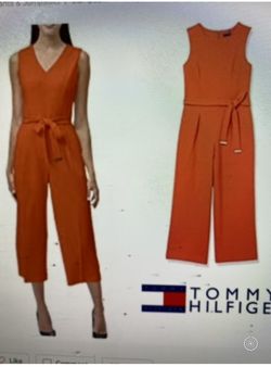 Tommy Hilfinger Orange Size 8 Black Tie Jumpsuit Dress on Queenly