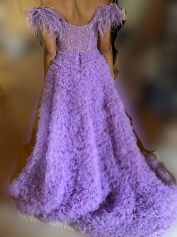 Sherri Hill Purple Size 4 Sheer Train Dress on Queenly