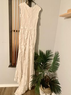 Adore White Size 10 Cap Sleeve Train Ivory Mermaid Dress on Queenly