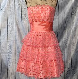 Jovani Pink Size 2 Coral Black Tie Cocktail A-line Dress on Queenly
