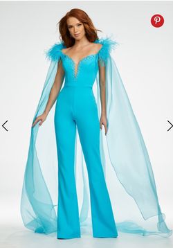 Ashley Lauren Blue Size 8 Floor Length Jumpsuit Dress on Queenly