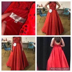 Madison James Red Size 4 Floor Length Pageant Ball gown on Queenly