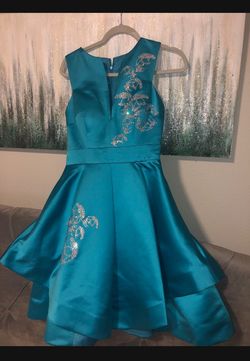 Jovani Blue Size 4 Euphoria Pageant Bachelorette Appearance Winter Formal A-line Dress on Queenly