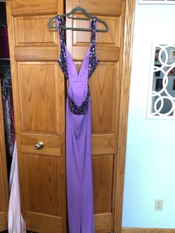 Bridal Elegance Purple Size 4 Floor Length Side slit Dress on Queenly