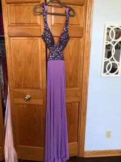 Bridal Elegance Purple Size 4 Floor Length Side slit Dress on Queenly