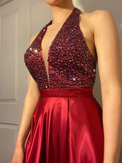 Sherri Hill Red Size 4 Black Tie $300 Side slit Dress on Queenly