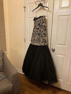 Golden ASP Black Size 14 Floor Length Free Shipping A-line Dress on Queenly