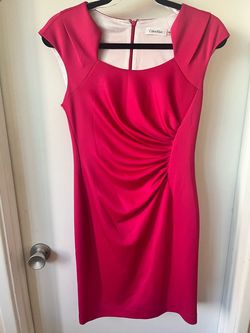 Calvin Klein Pink Size 4 Summer Midi Interview Fitted Cocktail Dress on Queenly