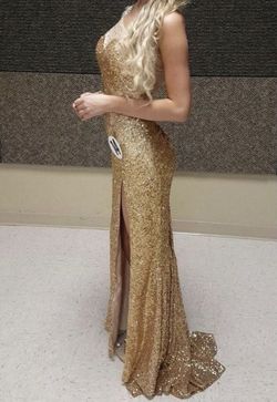 Jovani Gold Size 2 Mini Side slit Dress on Queenly