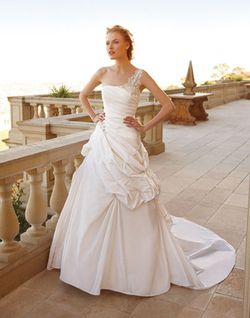 Style 2050 Casablanca White Size 8 Floor Length Train One Shoulder A-line Dress on Queenly