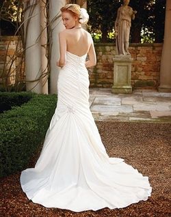 Style 2037 Casablanca White Size 8 Silk Floor Length Mermaid Dress on Queenly