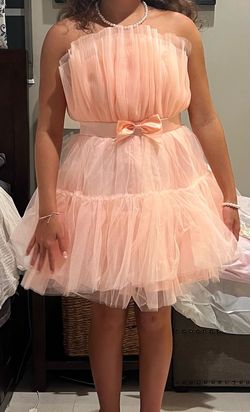 Custom Made Nude Size 2 Mini Tulle Military A-line Dress on Queenly