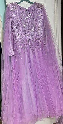 Masafi Couture Purple Size 8 Train Free Shipping Lavender A-line Dress on Queenly