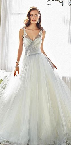 Style Y11550 Sophia Tolli White Size 10 Ivory Pageant Lace Embroidery Floor Length Ball gown on Queenly