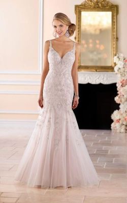 Style 6406 Stella York White Size 10 Sweetheart Lace Floor Length Tall Height Straight Dress on Queenly