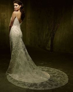 Style 1869 Casablanca White Size 12 Embroidery Sheer Wedding Straight Dress on Queenly