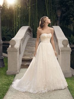 Style 2170 Casablanca White Size 6 Wedding Pageant Strapless Lace Ball gown on Queenly