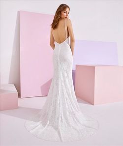 Style Suha White One White Size 8 Backless Lace Floor Length Tall Height Straight Dress on Queenly