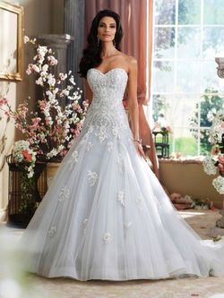 Style 214212 David Tutera White Size 8 Ivory Pageant Lace Floor Length A-line Dress on Queenly