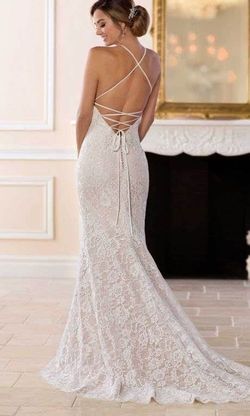 Style 6655 Stella York White Size 10 Spaghetti Strap Floor Length Wedding Straight Dress on Queenly