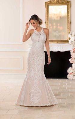 Style 6669 Stella York White Size 8 Embroidery Floor Length Lace Wedding Straight Dress on Queenly