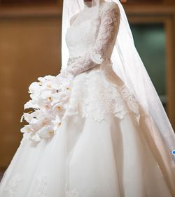 Ines Di Santo White Size 4 Sleeves Wedding Floor Length Cotillion Ball gown on Queenly