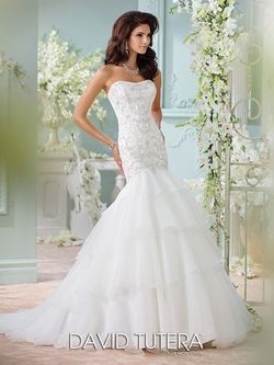Style Savi David Tutera White Size 8 Embroidery Wedding Mermaid Dress on Queenly