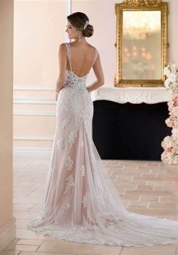 Style 6371 Stella York White Size 8 Floor Length Ivory Jewelled Prom Pageant Straight Dress on Queenly