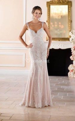 Style 6371 Stella York White Size 8 Sequin Lace Prom Wedding Straight Dress on Queenly