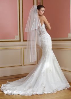 Style 217209 David Tutera White Size 10 Sheer Tall Height Wedding Straight Dress on Queenly
