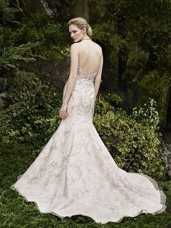 Style 2246 Casablanca White Size 12 Floor Length Train Rose Gold Mermaid Dress on Queenly