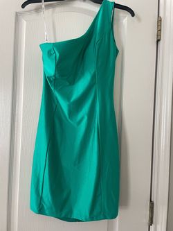 Jessica Angel Green Size 2 One Shoulder Jersey Euphoria Cocktail Dress on Queenly