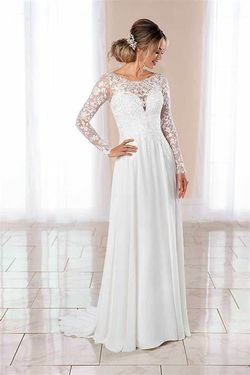 Style 6845 Stella York White Size 24 Long Sleeve Floor Length Sleeves Wedding A-line Dress on Queenly