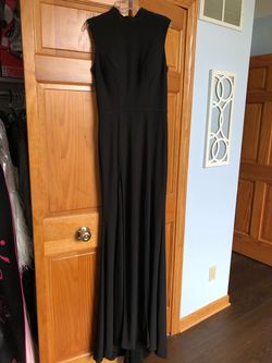 Mac Duggal Black Size 4 Side Slit Wedding Guest Floor Length Straight Dress on Queenly