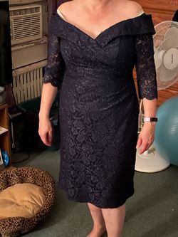 Oleg Cassini Blue Size 12 Midi Plus Size Cocktail Dress on Queenly