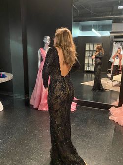 Style Custom Couture Sherri Hill Black Size 0 Lace Plunge 70 Off Free Shipping Train Dress on Queenly