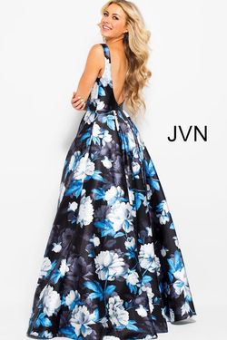Jovani Blue Size 16 Floral Pageant Backless Plus Size Ball gown on Queenly