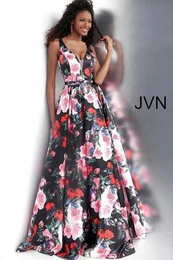 Jovani Multicolor Size 4 Floor Length Print Prom Ball gown on Queenly